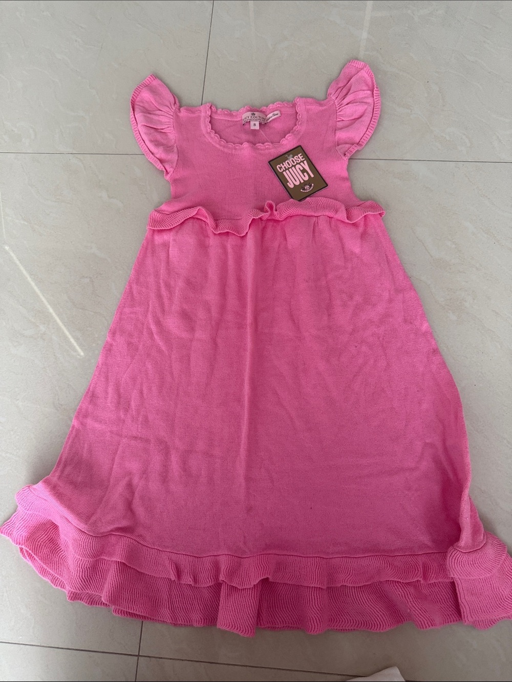****Juicy Couture Pink Knit Ruffle Sleeve Dress